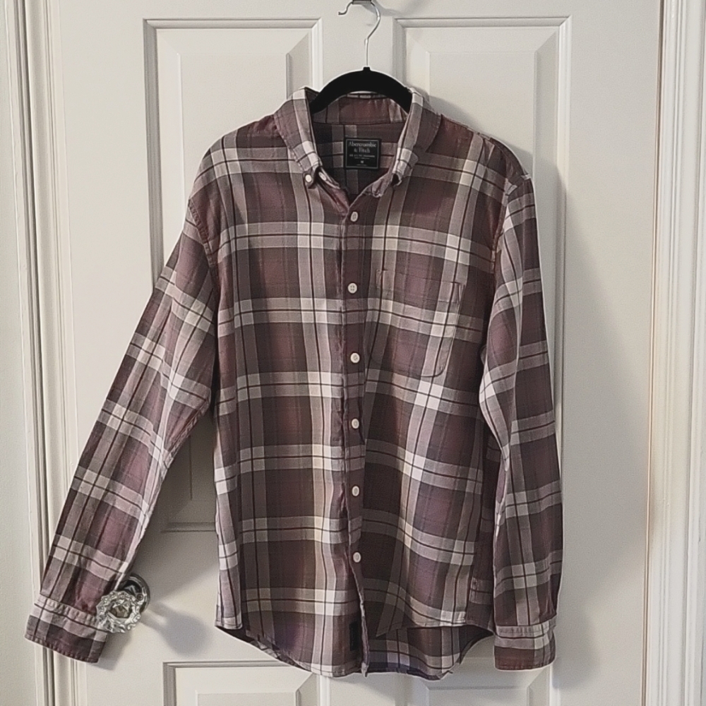Men's purple/rose plaid shirt
